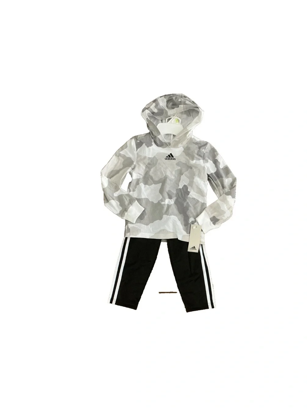 adidas Originals Gray Camo Hoodie & Black Track Pants Kids Set